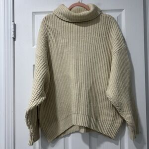 Free‎ People Swim Too Deep Sweater Cowl Neck Neutral Cream Oversized Cozy Small